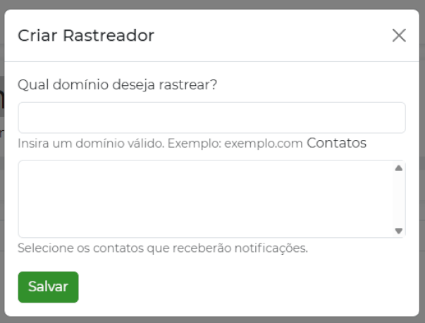 Criar rastreador de domínios